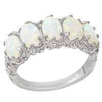 925 Sterling Silver Real Genuine Opal Womens Eternity Ring
