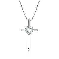 Girls Sterling Silver Cross Necklaces for Holy First Communion Gifts with Poem in Gift Box