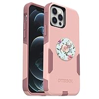 Bundle: OtterBox Commuter Series Case for SERIES Case for iPhone 12 & iPhone 12 Pro - (BALLET WAY) + PopSockets PopGrip - (RETRO WILD ROSE)