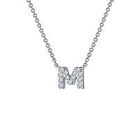 Letter 'M' Platinum-Plated Simulated Diamond Necklace (0.4 CTTW)