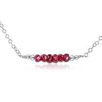 16 inch Long Solid 925 Sterling Silver Chain with 3 mm Round Faceted Ruby Beads Silver Plated Chain Necklace for Women, Girls & Teens.