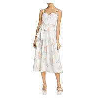 Rebecca Taylor Womens Hydrangea Bow Midi Dress, 10, White