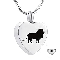 HQ Engraved Heart Cremation Jewelry Memorial Urn Ashes Holder Stainless Steel love you infinite wife Pendant Necklace (lion)