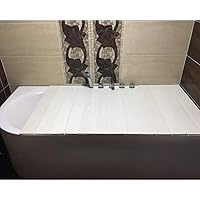 White Lid Bathtub Insulation Cover Shutter Thicker Folding PVC Can Place Toiletries (Color : White, Size : 165x80x0.6cm)