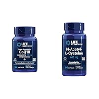 Super-Absorbable CoQ10 60 Softgels Heart Health Bundle with N-Acetyl-L-Cysteine 600mg 60 Capsules Immune & Liver Support