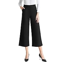 Tsful Wide Leg Pants for Women Trousers High Waisted Dress Pants Business Casual Summer Capris Stretch Pull On Work Slacks