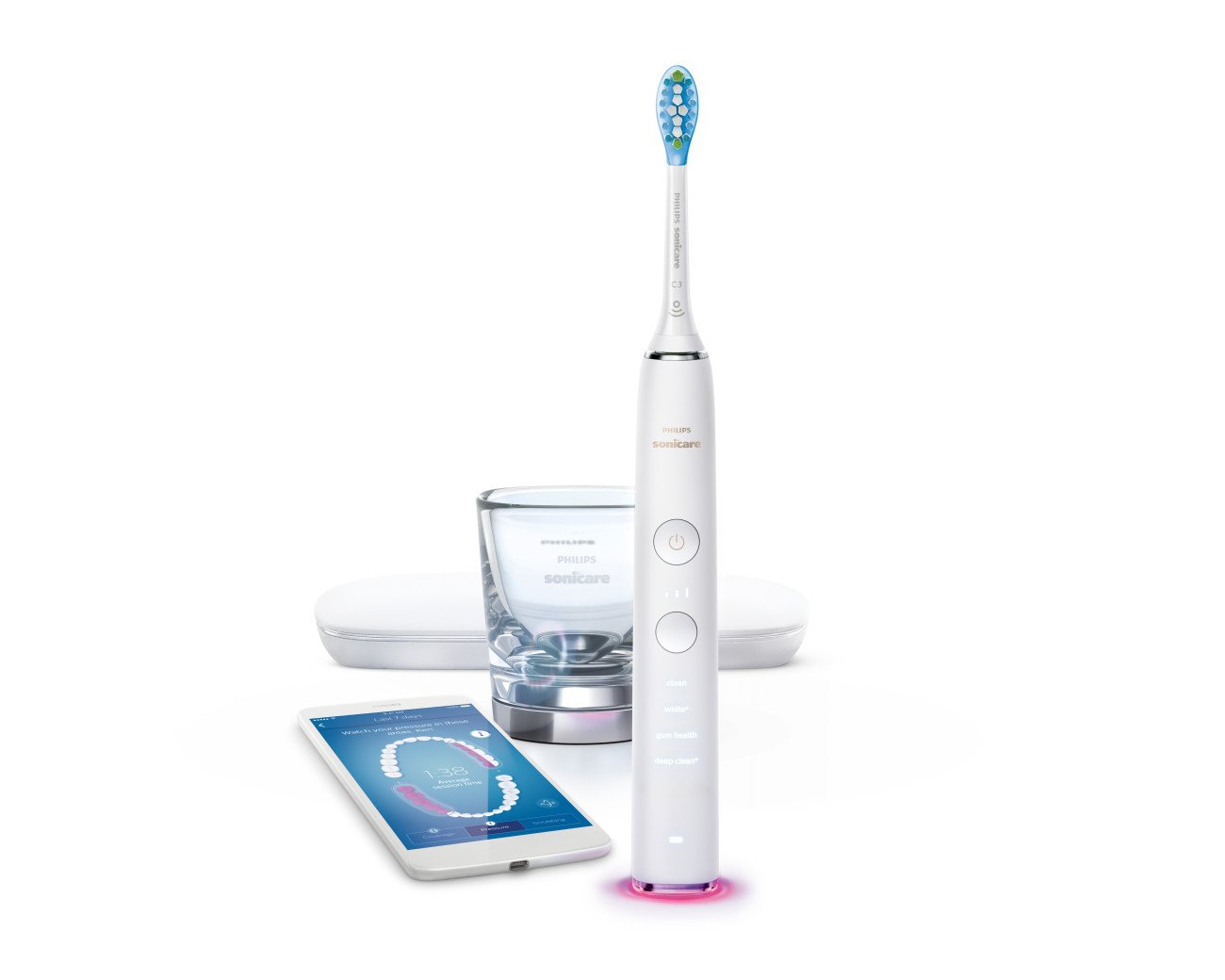 Philips Sonicare Diamond Clean Smart Electric Rechargeable Toothbrush for Complete Oral Care, 9300 Series - HX9903/30, White, 2.31 Pound