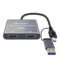 USB to HDMI Adapter for 2 Monitors-USB3.0 to Dual hdmi Adapter for 3 Monitors-USB to displayport Adapter Supports Mac & Windows/Dual HDMI Extender -External Video & Graphics Card Adapter