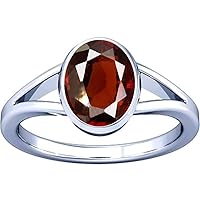 7.25-7.50 Carat Hessonite Gomed Gemstone Silver Ring For Men & Women