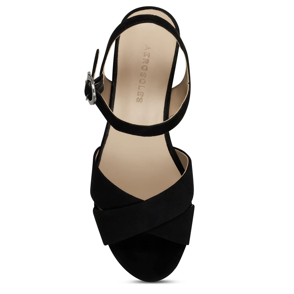 Aerosoles Women's Cosmos Heeled Sandal, Black Suede, 8.5 Wide