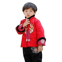 Children's Buckle Dragon Embroidered Tang Suits,Boys' Winter Chinese Style Thickened Hanfu New Year's Clothes.
