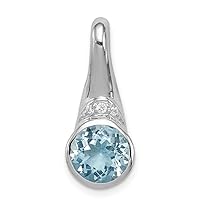 925 Sterling Silver Polished Rhodium Plated With CZ Cubic Zirconia Simulated Diamond and Blue Topaz Pendant Necklace Jewelry for Women
