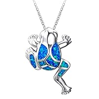 Frog Shape Pendant Necklace Opal Pendant Necklace Simple Exquisite Necklace for Women and Girls Cute and Fun Jewellery,Blue Superior Quality and Creative