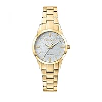 Trussardi Women's Stainless Steel, Yellow Gold PVD Watch, T-Bent Collection, Three Hands Version - R2453141507, Yellow Gold, 32mm, Bracelet
