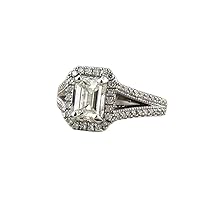 14k White Gold Plated Sterling Silver 2 1/2ct Vintage Emerald-Cut Halo Simulated Diamond Engagement Ring