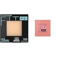 Maybelline Fit Me Matte + Poreless Pressed Face Powder Makeup & Setting Powder, Classic Ivory & Fit Me Powder Blush, Lightweight, Smooth, Long-lasting All-Day Face Enhancing Makeup Color, Rose