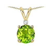 Solid 10k Gold Classic One Stone Round 7mm Pendant Necklace