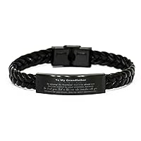 Grandfather Gift Braided Leather Bracelet, Grandfather, Be strong! Be fearless!. Bible Verse Gifts for Grandfather, Men or Women on Birthday Christmas. Gifts for Grandfather
