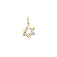 14k Yellow Gold Diamond Star Magen David Jewish 6-point Necklace Pendant 1/10 Ctw.