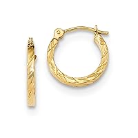14k Gold Polished Sparkle Cut 1.5mm Square Tube Hoop Earringss Measures 13.4x13mm Wide 1.5mm Thick Jewelry for Women