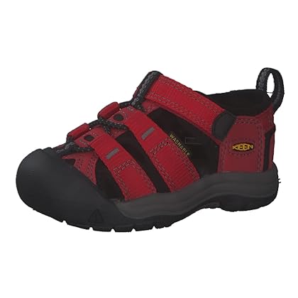 KEEN Boy's Newport H2 Closed Toe Sport Sandal Water Shoe, Ribbon Red/Gargoyle, 4 Toddler