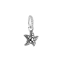 Pandora Beaded Starfish Pendant, 3,8 x 11 x 10,7 mm, Sterling Silver, Not applicable