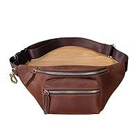 GMOIUJ Men Leather Waist Packs Bag Male Large Fanny Packs Men's Belt Bum Hip Bag Chest Bag (Color : D, Size : 13 * 7 * 32cm)