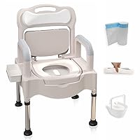 Commode Toilet Chair,Height Adjustable Toilet Seat for Seniors,Portable Bedside Commodes for Home Use,Suitable for People with Disabilities The Elderly