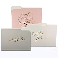 Graphique Designer “Make Things Happen” File Folders | Set of 9 (3 Designs) | Letter Size Organizers | Decorative Office Supplies | Durable Coated Cardstock | Gold Foil Lettering | 1/3-Cut Tabs