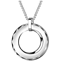 Tungsten Pendant for Men Women Fashion Necklace Silver Circles Jewelry Engraving