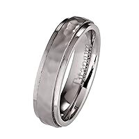 Titanium 5mm or 7mm Hammered Wedding Band Recessed Edges Comfort Fit Ring
