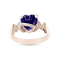 AFFY Heart Shape Simulated Birthstone In 14K Rose Gold Over 925 Sterling Silver