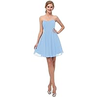 A-Line/Princess Fashion Cocktail Dress Strapless Short Chiffon Homcoming Dress Party Dresses 2023 LY087