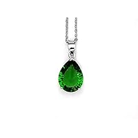 P61216 Classic Mt St Helens Green Helenite May Birthstone Sterling Silver Pendant