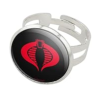 GRAPHICS & MORE G.I. Joe Cobra Logo Silver Plated Adjustable Novelty Ring