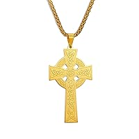 Viking Celtic Cross Necklace Irish Prayer Pendant Crucifix Religious Choker Jesus Amulet Nordic Jewelry Men Women Girl Gifts Souvenirs