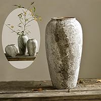 Rustic Ceramic Flower Vase, Vintage Tall Floor Vase Farmhouse Decor, Large Vases for Living Room Entryway Table Centerpiece Decor, Terracotta Vases Pottery Clay Vase(C-35cm)