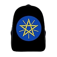 National Emblem of Ethiopia 16 Inch Backpack Adjustable Strap Daypack Double Shoulder Backpack Business Laptop Backpack for Hiking Travel