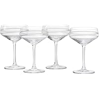 Crafthouse By Fortessa Professional Barware by Charles Joly, Etched Schott Zwiesel Tritan 8.8 oz Cocktail, Set of 4, 4 Count (Pack of 1), Coupe Glass