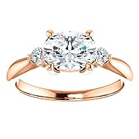10K Solid Rose Gold Handmade Engagement Rings 2.25 CT Oval Cut Moissanite Diamond Solitaire Wedding/Bridal Ring Set for Women/Her Propose Rings, Perfact for Gift Or As You Want