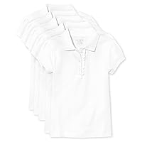 The Children's Place girls Short Sleeve Ruffle Pique Polo 2 pack