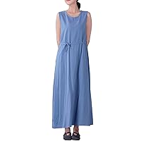 Women's Casual Loose Summer Sundress Sleeveless Soft Long Maxi Cotton Linen Dress