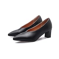 Womens Block Low Heel Slip on Pumps Pointed Toe Thick Chunky Heels Formal Comfy Shoes for Business Work Dress