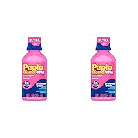 Pepto Bismol Liquid Ultra for Nausea, Heartburn, Indigestion, Upset Stomach, and Diarrhea - 5 Symptom Fast Relief, Original Flavor 12 oz (Pack of 2)