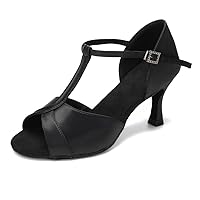 HIPPOSEUS Women's Latin Dance Shoes Open Toe Salsa and Bachata Dancing Shoes Suede Sole