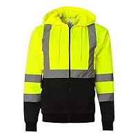 JS102 Full Zip Hoodie Sweatshirt with Slash Pockets, Large, Lime