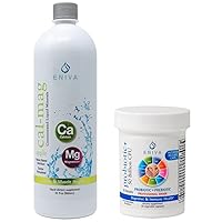 Liquid Calcium Magnesium 32 oz and Probiotic with Prebiotic 10 Strains 30 Capsules Bundle Eniva Health