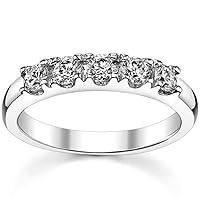 JeweleryArt 0.74 CT Round Cut VVS1 Colorless Moissanite Engagement Band, Wedding/Bridal Band, Sterling Silver Vintage Antique Anniversary Promise Ring Gift for Her
