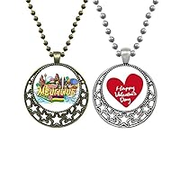 Seven Coloured Earth Mauritius Graffiti Pendant Necklace Mens Womens Valentine Chain