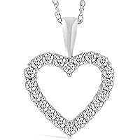 1/2-3 Carat White Gold Classic Heart Diamond Pendant Necklace for Women Premium Collection